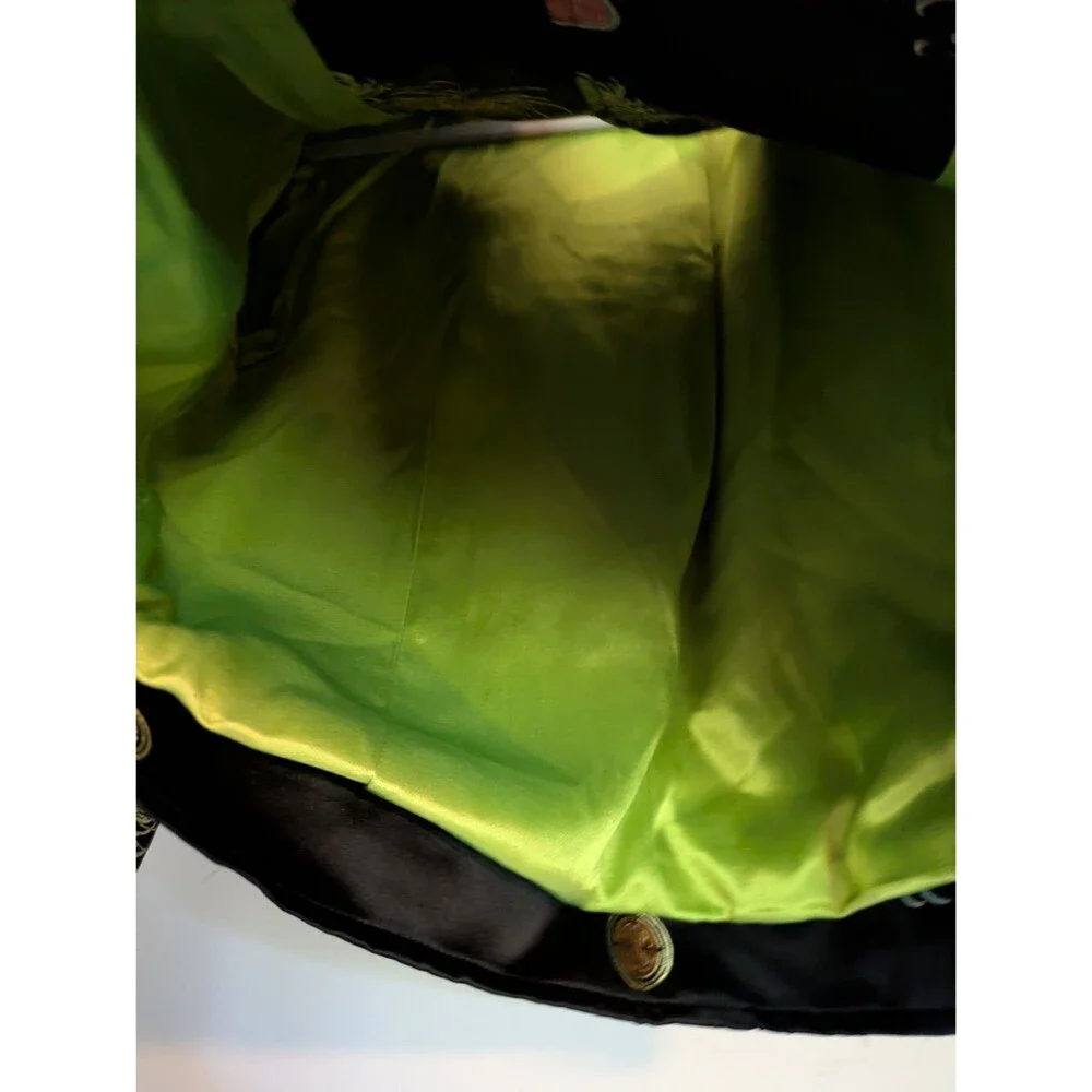 Vintage silk blend satin jacket Asian embroidery black 8 Night Lights - Picture 7 of 7